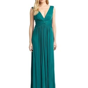 NWT BCBGMaxAzria green V-Neck Maxi Dress